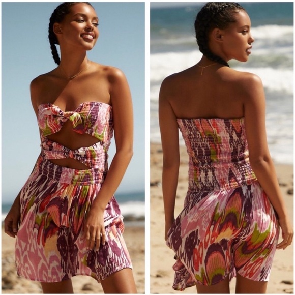 Anthropologie Reversible Smocked Mini Dress - Picture 2 of 6